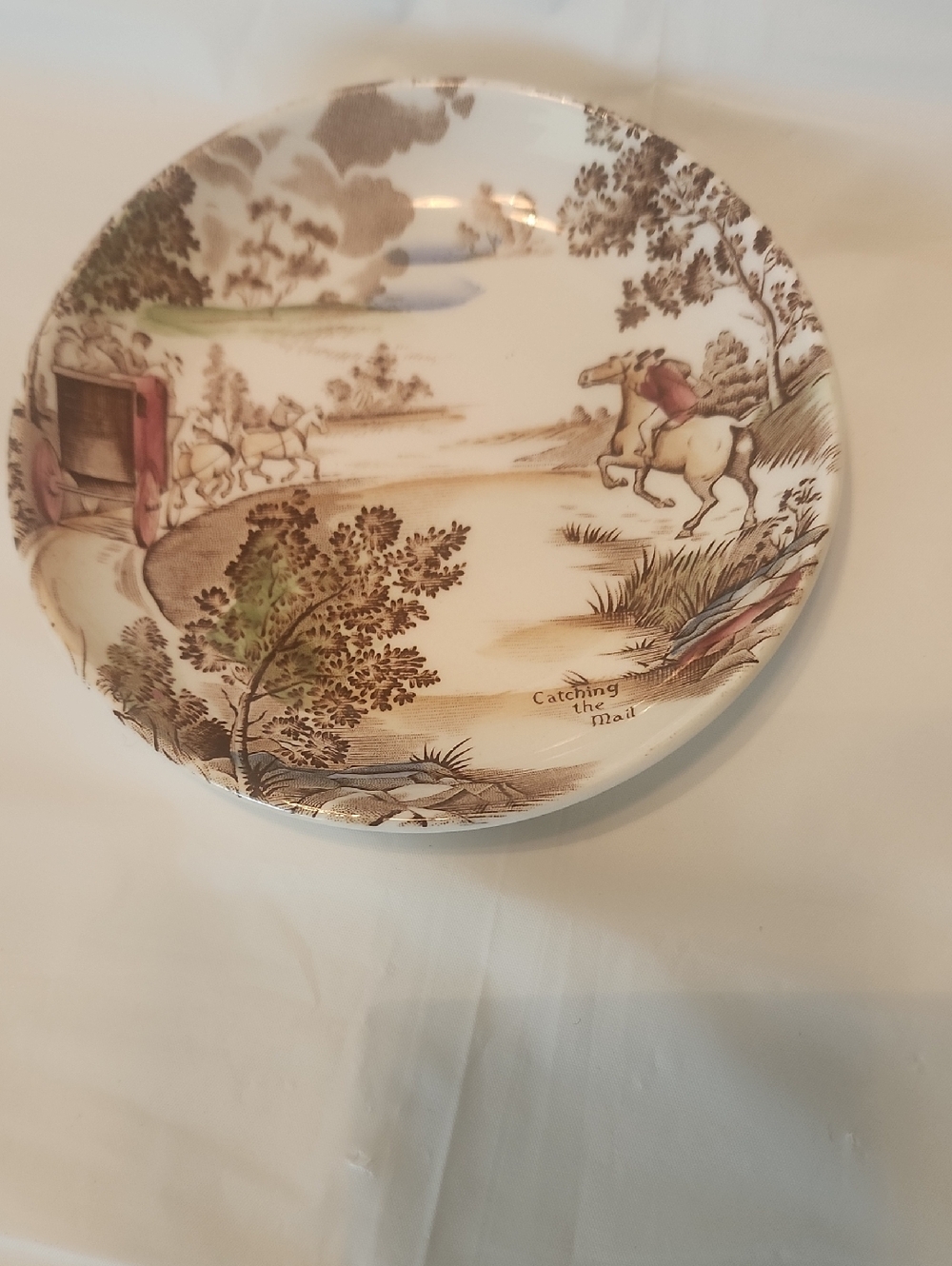 Catching the Mail Decorative Ceramic Plate - Brown Scenic Accent